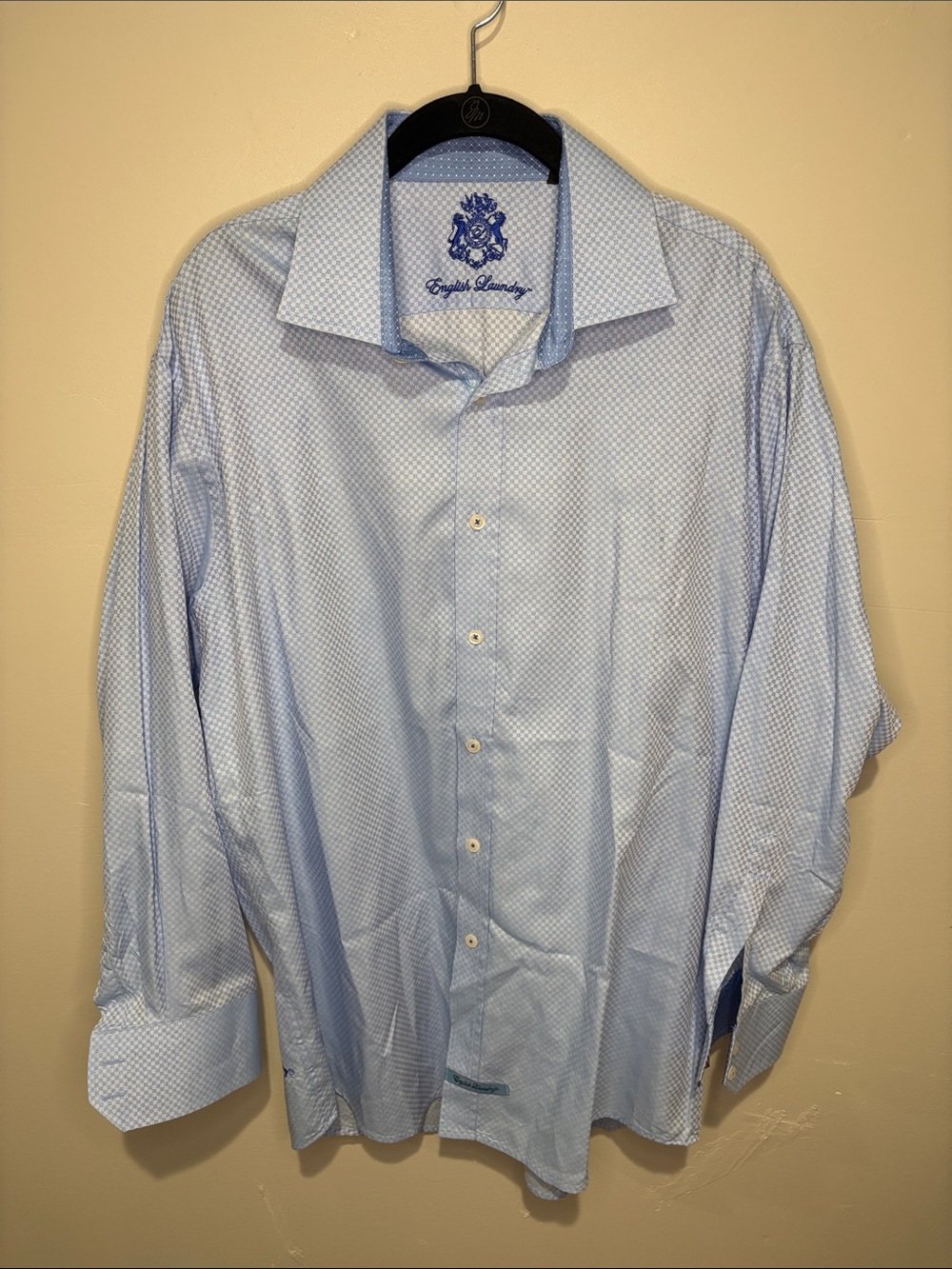 English Laundry Pale Blue Geometric Dress Shirt - 32/33 - 16 1/2